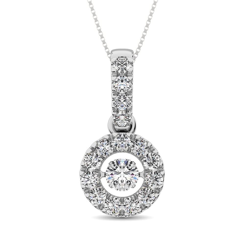 10K White Gold 9/10 Ct.Tw. Moving Diamond Fashion Pendant: 10K White Gold 9/10 Ct.Tw. Moving Diamond Fashion Pendant This Elegant Pendant Is Crafted From 10K White Gold And Adorned With Diamonds Weighing Approximately 9/10 Ct.Tw. This Beautiful Pendant Is The