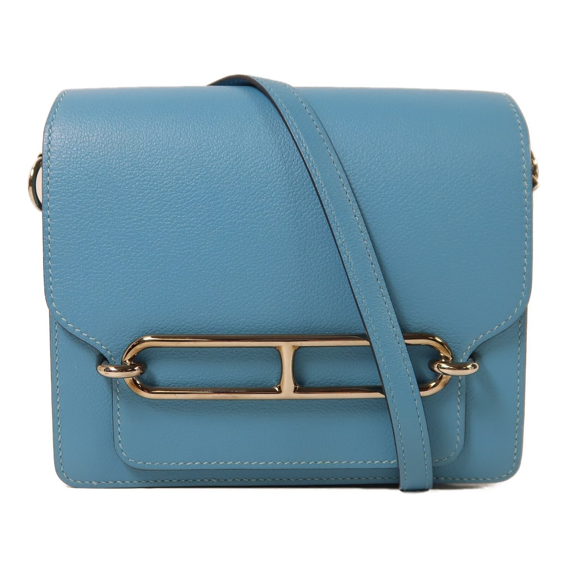 Hermes Roulis Mini Evercolor Leather Blue Du Nord Shoulder Bag Palladium Hardware (1 of 16)