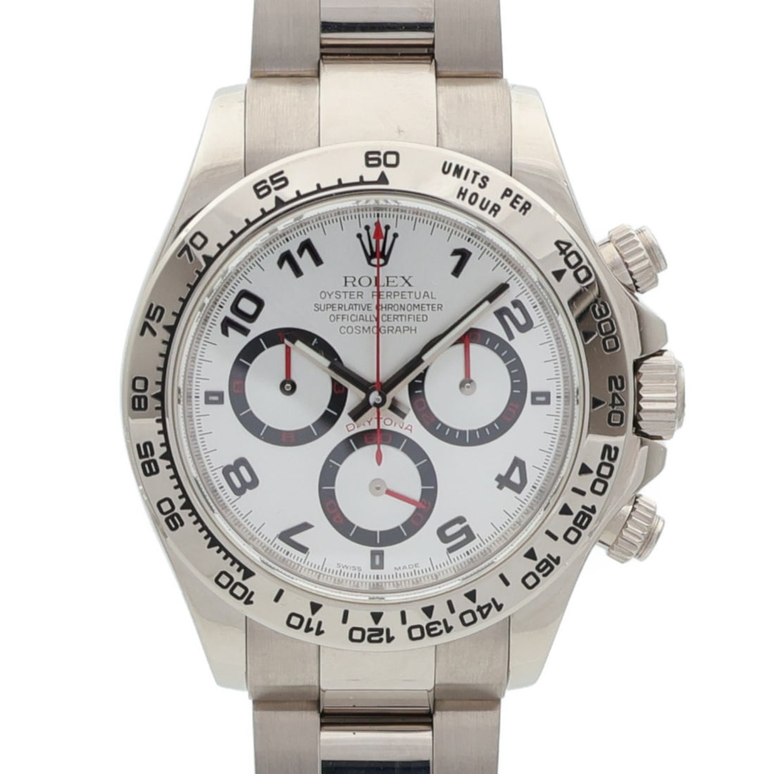 Daytona 116509 Silver Dial 18K White Gold Automatic Wristwatch by Rolex: Daytona 116509 Silver Dial 18K White Gold Automatic Wristwatch by Rolex This ROLEX Daytona wristwatch features an 18K white gold case and band with a silver dial and silver frame. Powered by an automa