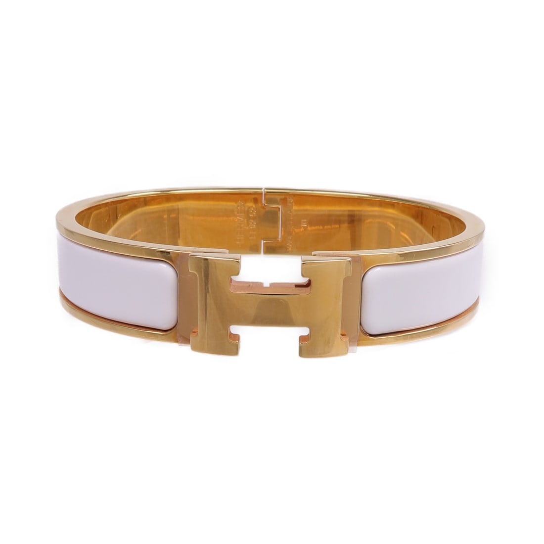 White Enamel Hermes Clic H Bangle Bracelet from France (1 of 10)