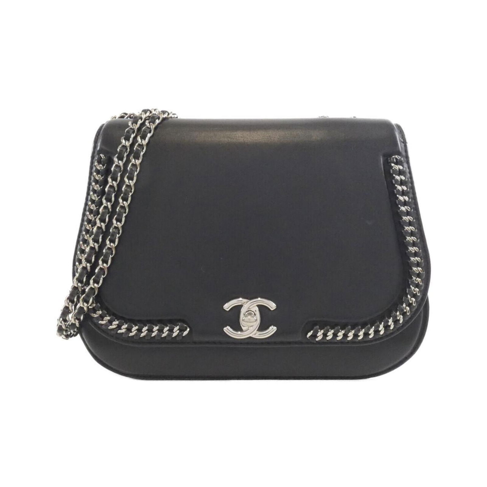 Black Leather Chanel Flap Bag Medium Size Made in France: Black Leather Chanel Flap Bag Medium Size Made in France This Chanel Flap bag features a black leather exterior, designed for women. The bag is crafted in France and showcases a classic silhouette. It