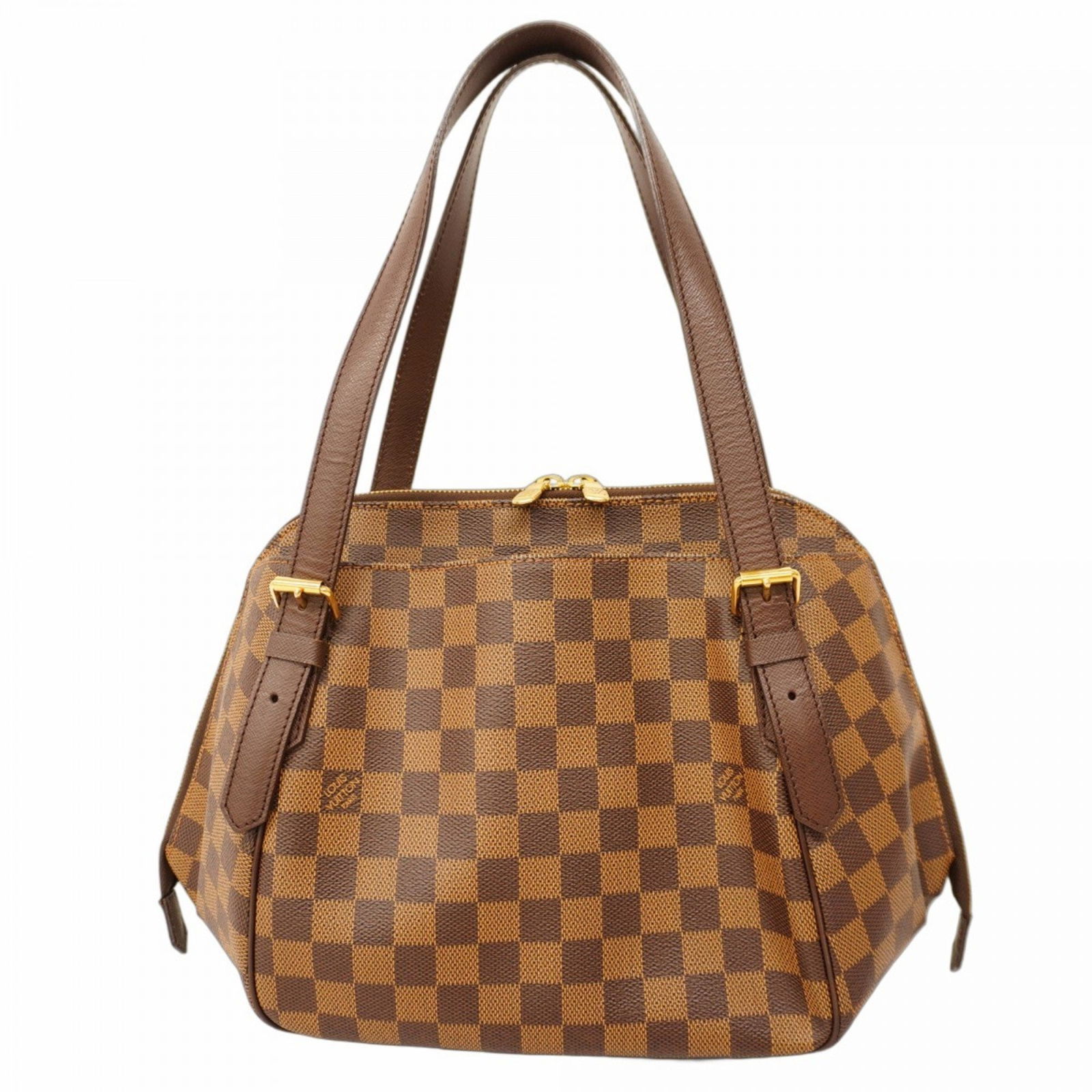 Brown Canvas Belem MM Tote by Louis Vuitton France: Brown Canvas Belem MM Tote by Louis Vuitton France This Louis Vuitton Belem MM handbag features a brown canvas exterior and is designed for women. It is crafted in France and showcases the brand's sig