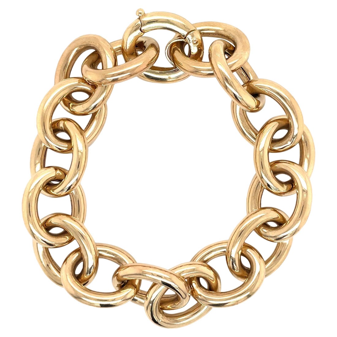 Harbor Diamonds 14K Yellow Gold High Polished Oval Link Bracelet 20.43g: Harbor Diamonds 14K Yellow Gold High Polished Oval Link Bracelet 20.43g This stunning 14 Karat Yellow Gold High Polished Oval Link Bracelet features 17 elegantly crafted oval links that shine beautifu