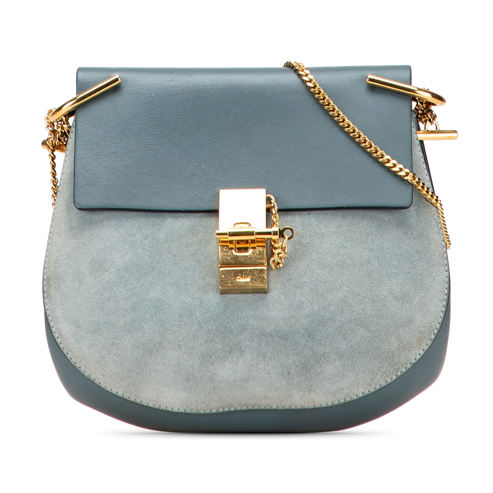 Chloe Small Drew Crossbody Bag Suede Calfskin Blue Italy: Chloe Small Drew Crossbody Bag Suede Calfskin Blue Italy This Chloe Small Suede and Calfskin Drew Crossbody bag showcases a luxurious blend of suede and calf leather, making it a stylish addition to a