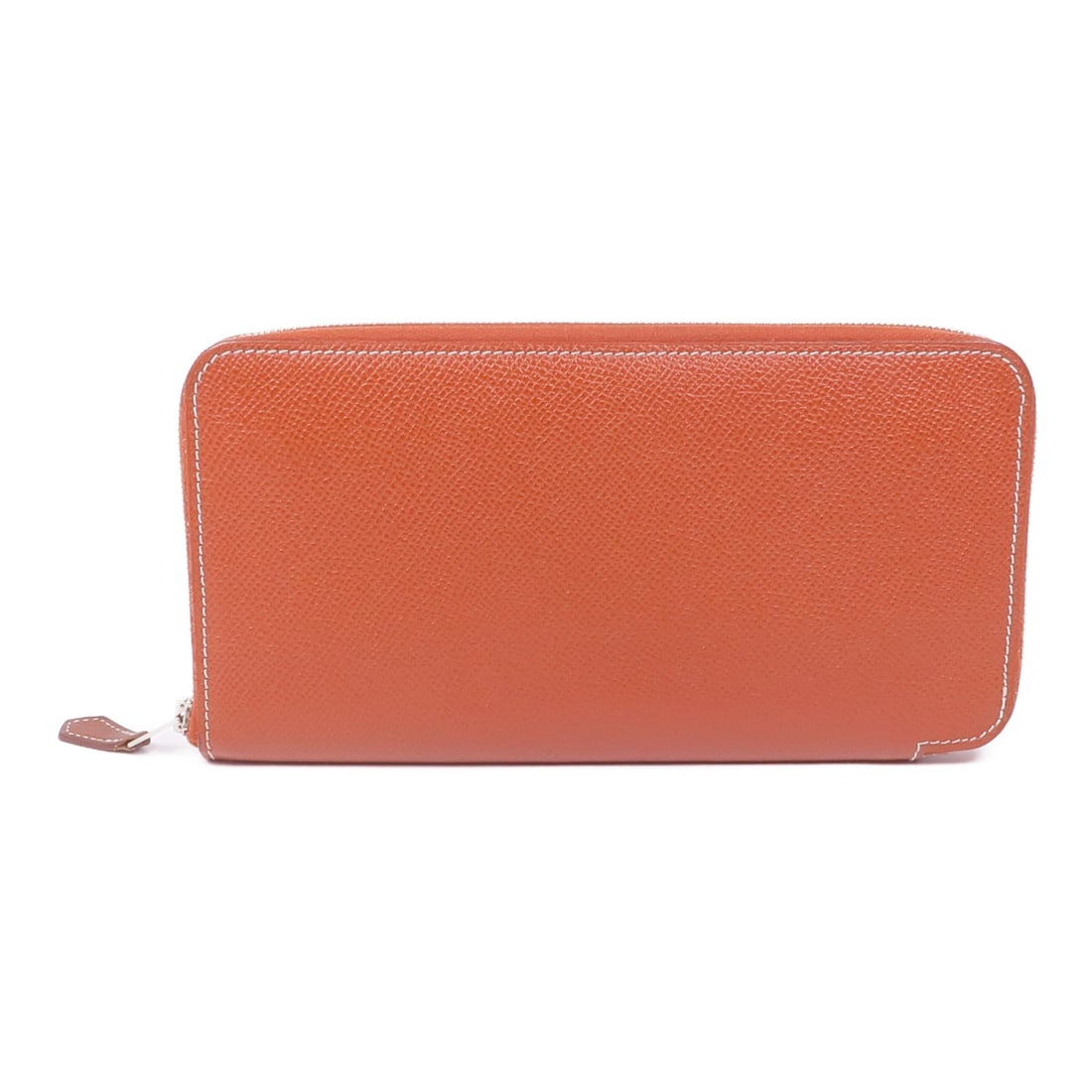 HERMES Silk'In Wallet Veau Epsom Leather Brique Brown France: HERMES Silk'In Wallet Veau Epsom Leather Brique Brown France This elegant Hermes wallet is crafted from high-quality Veau Epsom leather, featuring a rich brique brown color. The design is an around lo