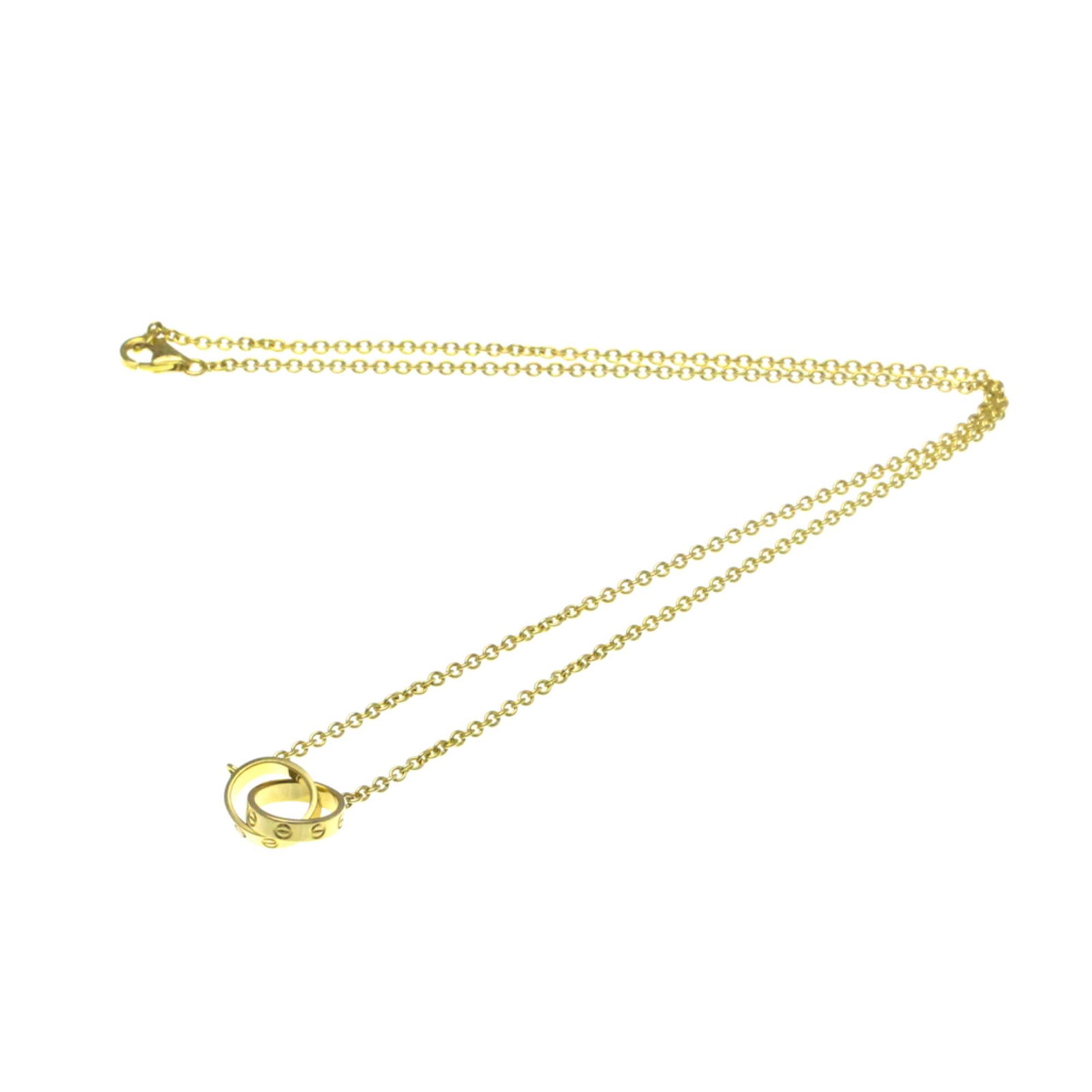 Cartier Love Yellow Gold Necklace 43.5cm French Jewelry: Cartier Love Yellow Gold Necklace 43.5cm French Jewelry This Cartier Love necklace is crafted from yellow gold and features a classic design. The necklace measures 11mm by 9.5mm with a neck circumfere