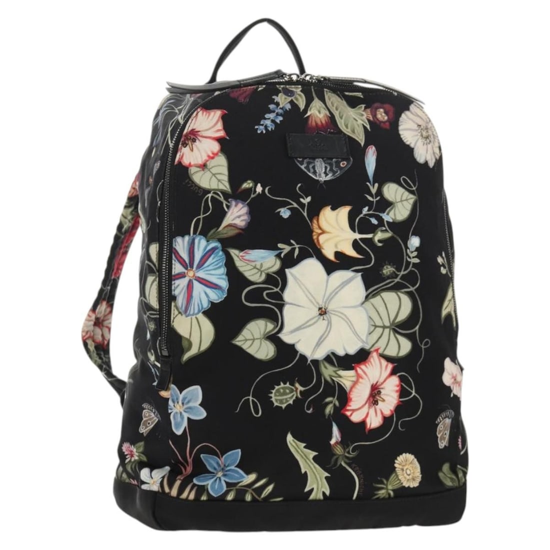 GUCCI Flora Black Silver Canvas Backpack 353476 Authentic: GUCCI Flora Black Silver Canvas Backpack 353476 Authentic This authentic GUCCI Flora Backpack is crafted in Italy from durable black canvas with silver accents. Measuring approximately 16.1 inches in