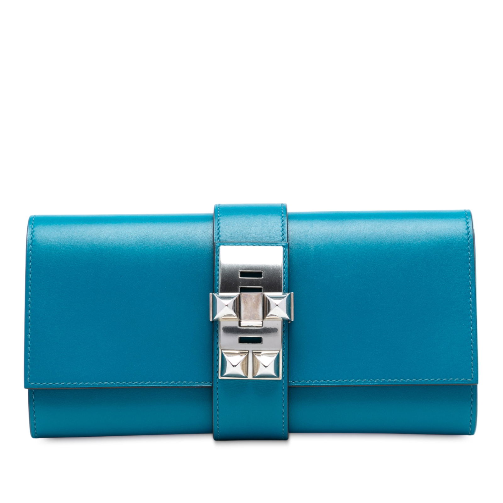 Hermes Tadelakt Medor Clutch 23 Turquoise Leather Bag (1 of 7)