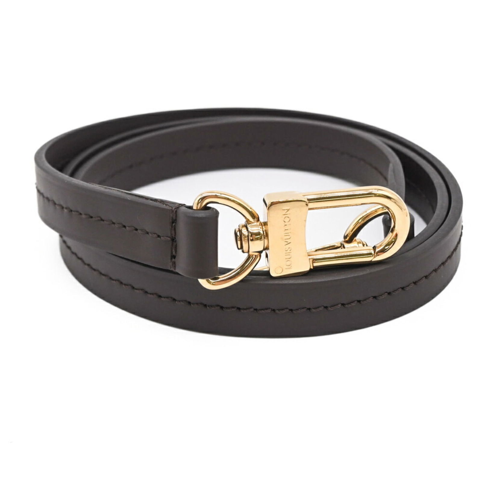 Brown Leather Belt by Louis Vuitton Size 98 France: Brown Leather Belt by Louis Vuitton Size 98 France This Louis Vuitton item features a brown leather construction with slight scratches on both the exterior and metal parts. The item is in excellent co