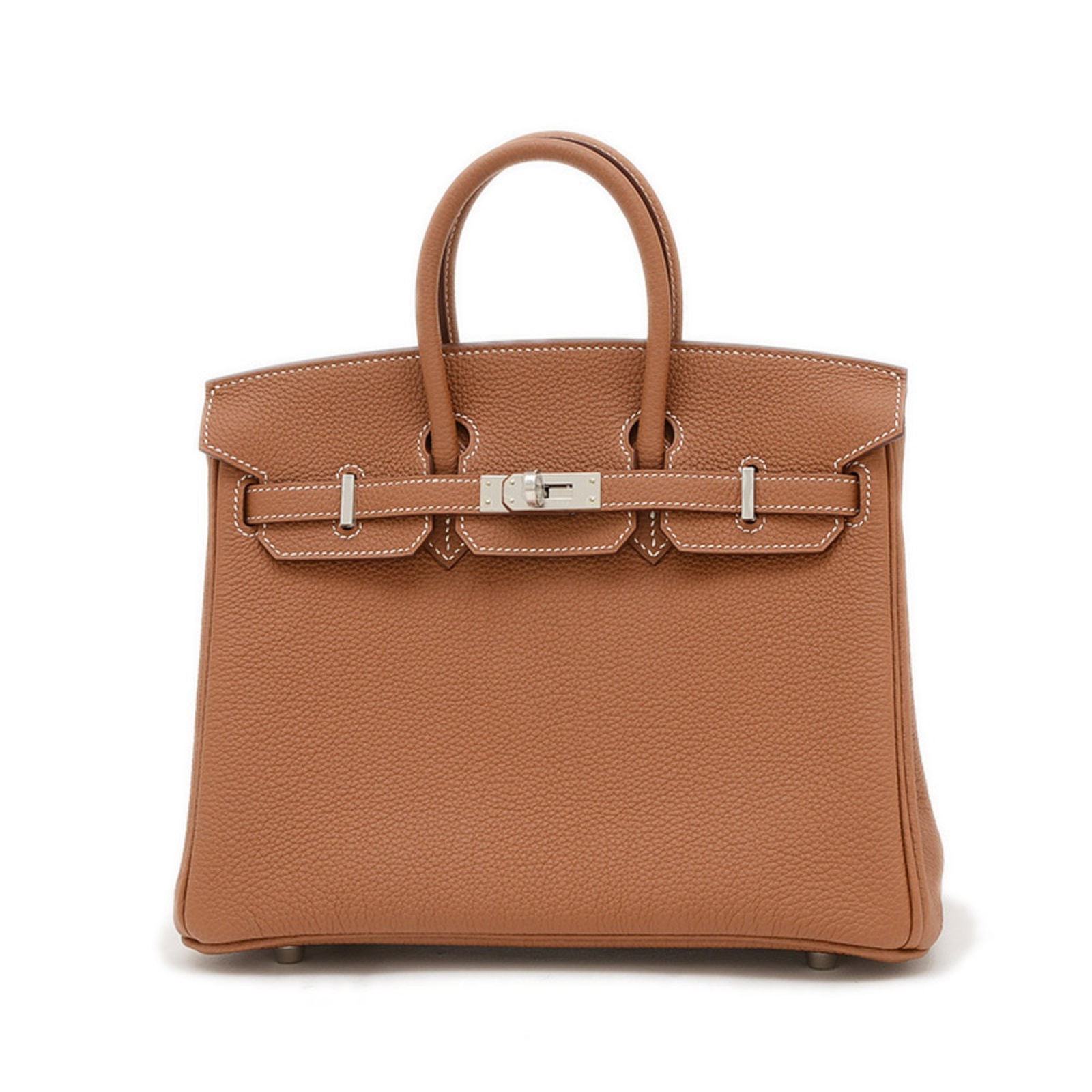 Brown Leather Hermes Birkin 25 cm Handbag from France: Brown Leather Hermes Birkin 25 cm Handbag from France This Hermes Birkin 25 is crafted from brown leather and features a compact and elegant design. Made in France, it is designed for women and showca