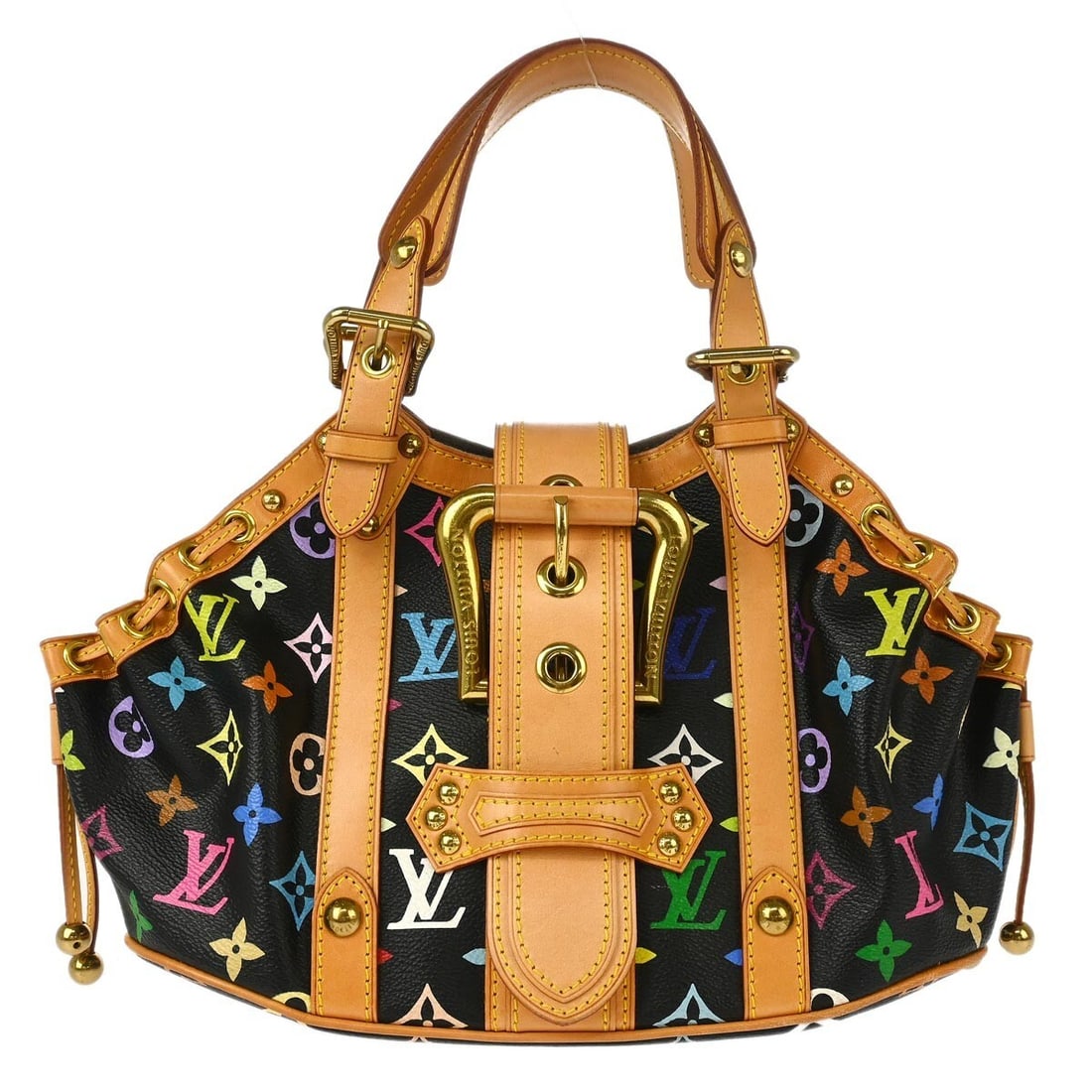 Louis Vuitton Theda PM Black Multicolor Canvas Tote Handbag M92346 (1 of 11)