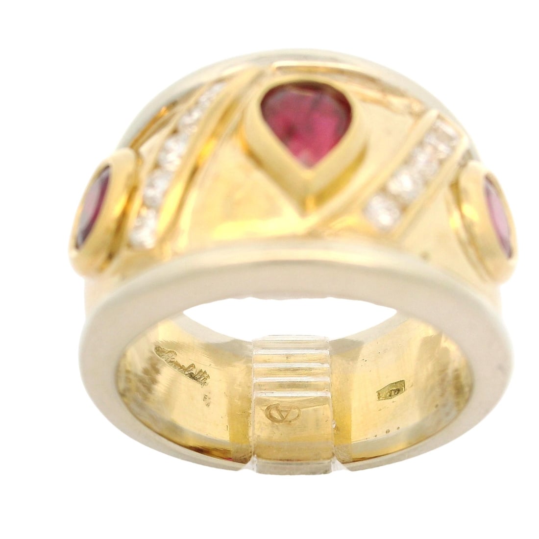 18k Gold 2.98ctw Ruby Diamond Bombe Cigar Cocktail Ring - 5