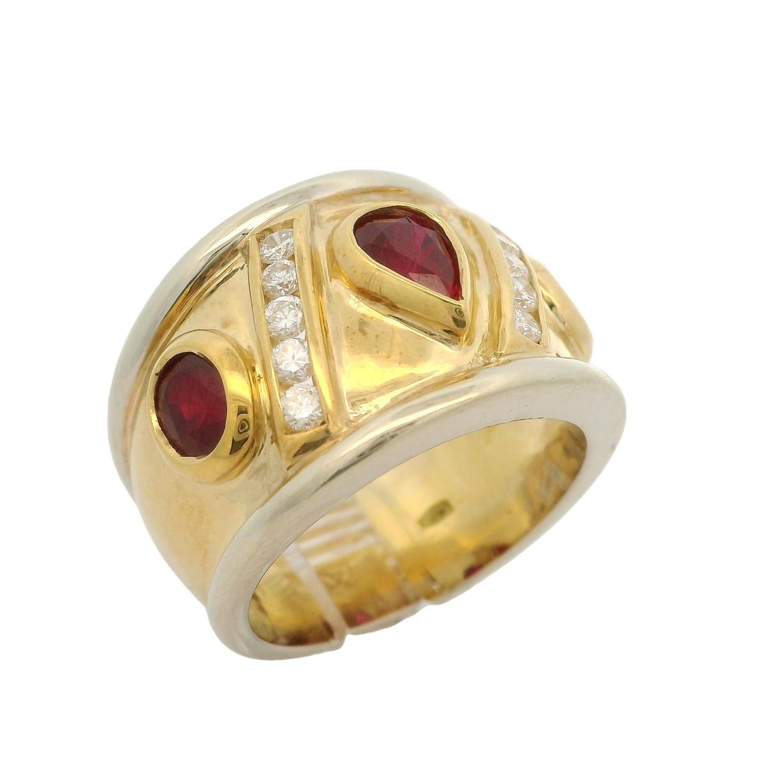 18k Gold 2.98ctw Ruby Diamond Bombe Cigar Cocktail Ring - 6