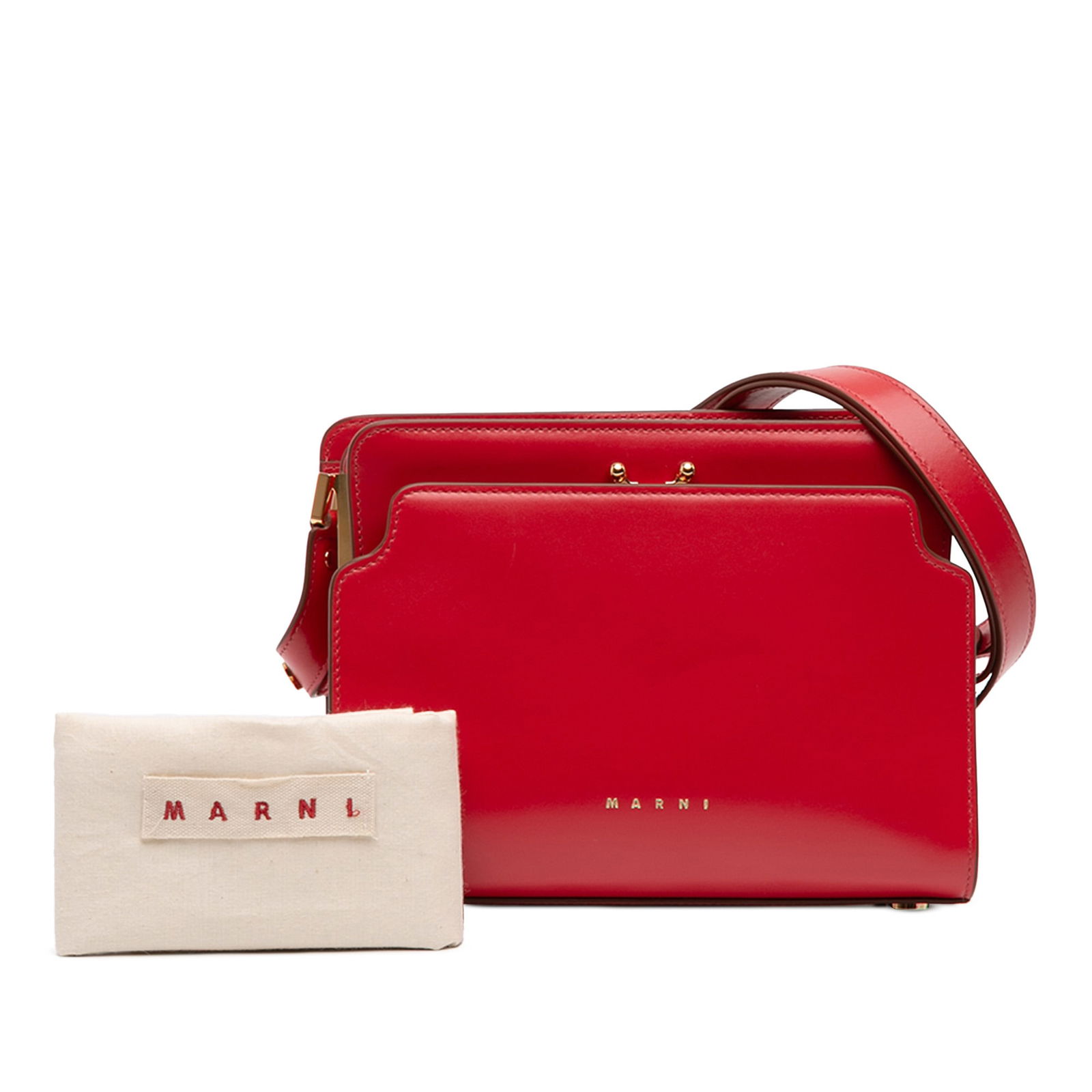 Marni Trunk Reverse Red Leather Crossbody Bag with Adjustable Strap - 11