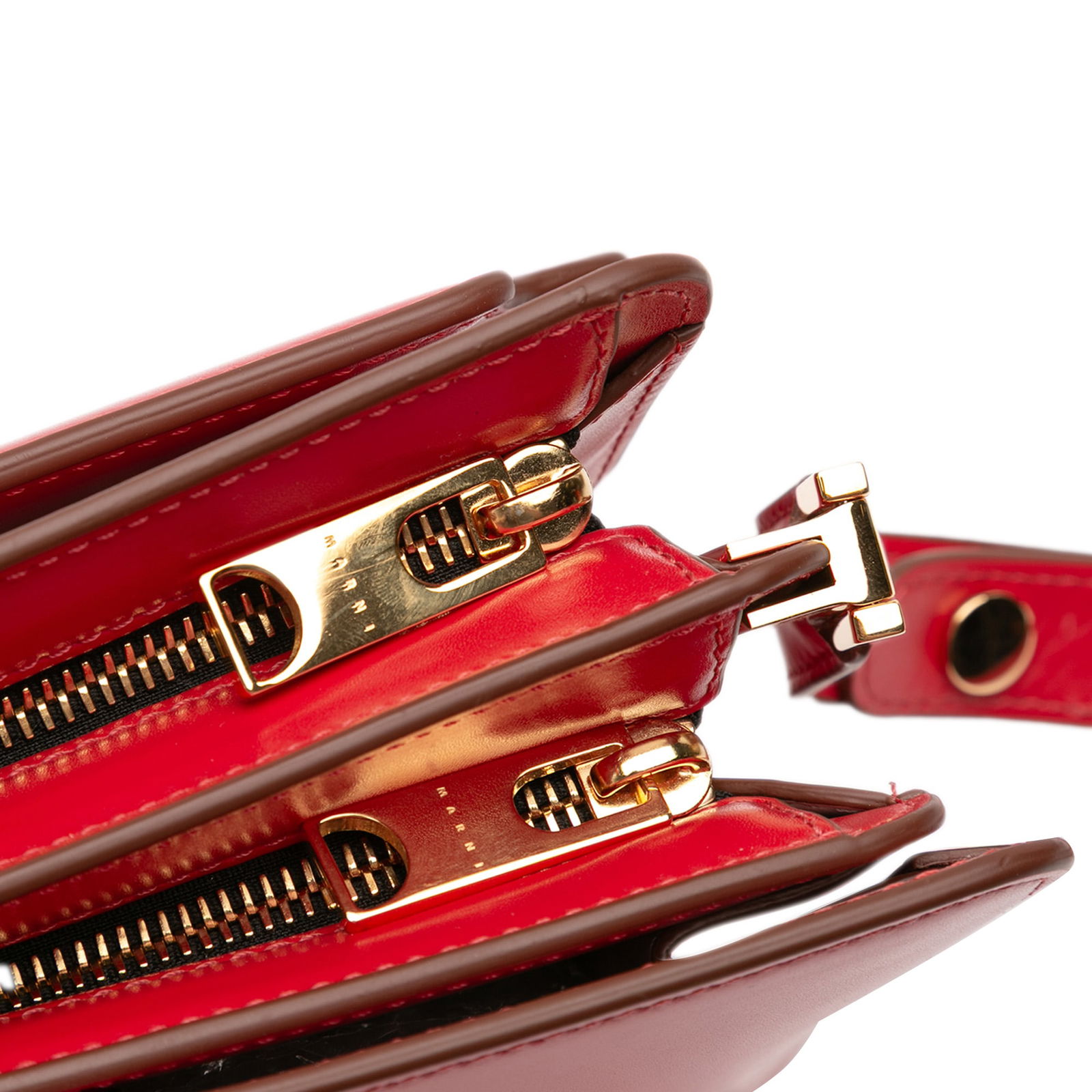 Marni Trunk Reverse Red Leather Crossbody Bag with Adjustable Strap - 7