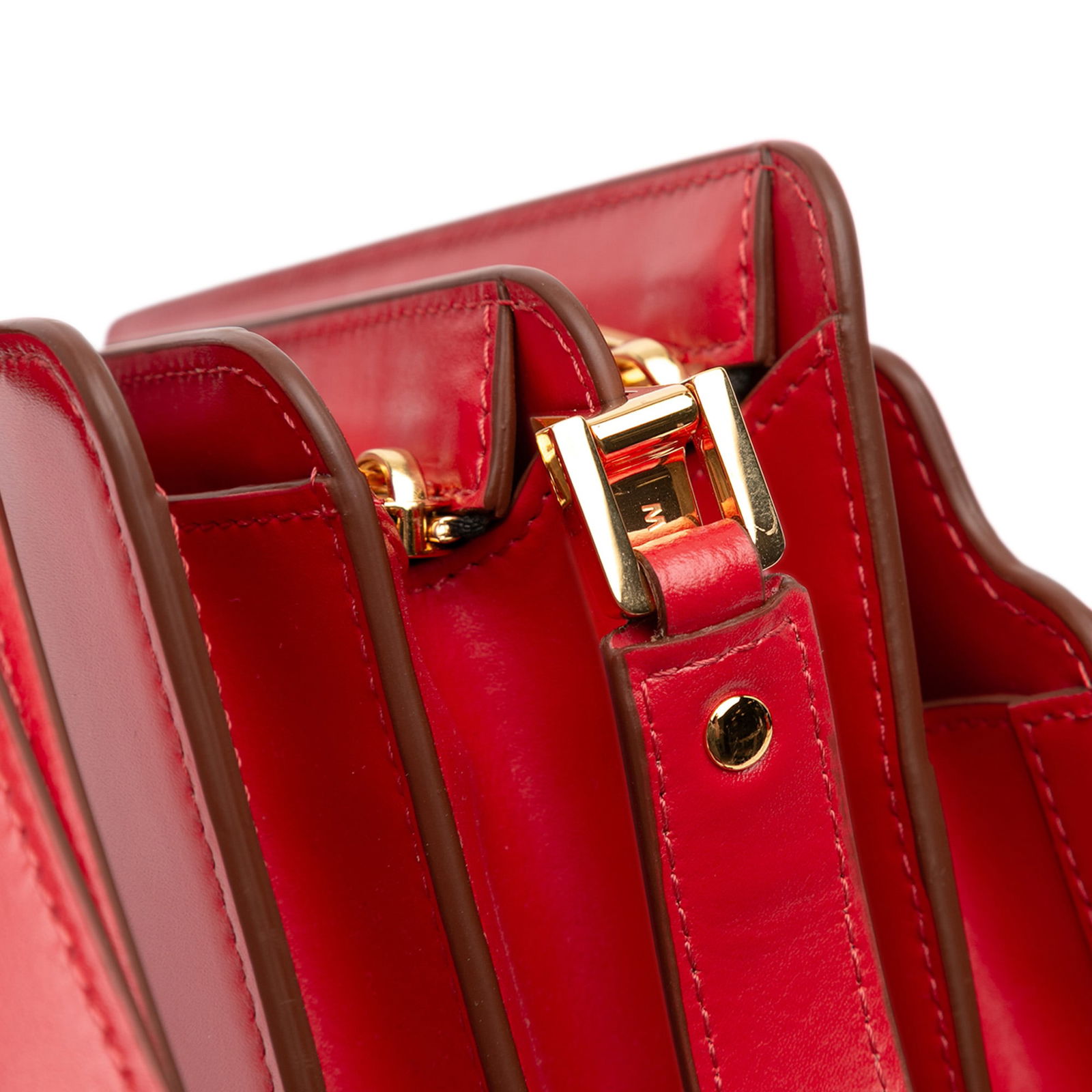 Marni Trunk Reverse Red Leather Crossbody Bag with Adjustable Strap - 8