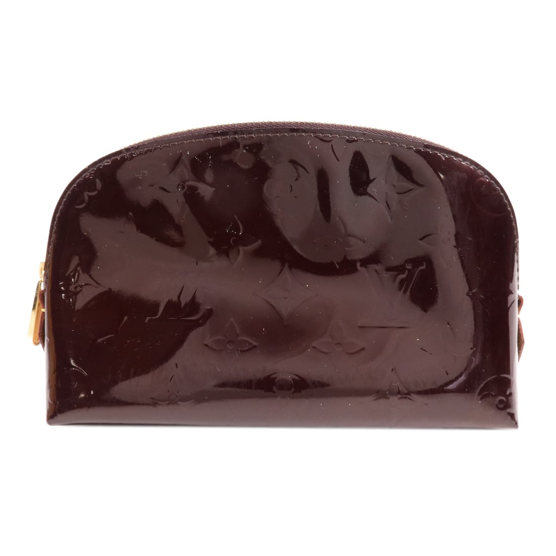 LOUIS VUITTON Monogram Vernis Cosmetic Pouch M91495 Burgundy GHW: LOUIS VUITTON Monogram Vernis Cosmetic Pouch M91495 Burgundy GHW This Louis Vuitton cosmetic pouch showcases a sophisticated blend of style and functionality. Crafted from high-quality patent leather,