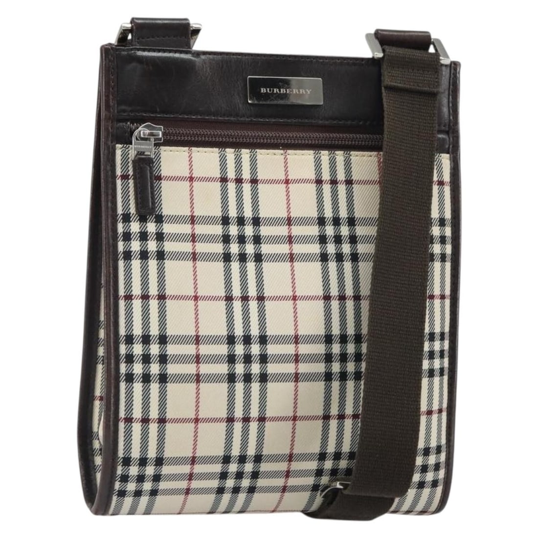 Burberry Shoulder Bag Nova Check Canvas and Leather Beige Silver Italy (1 of 18)