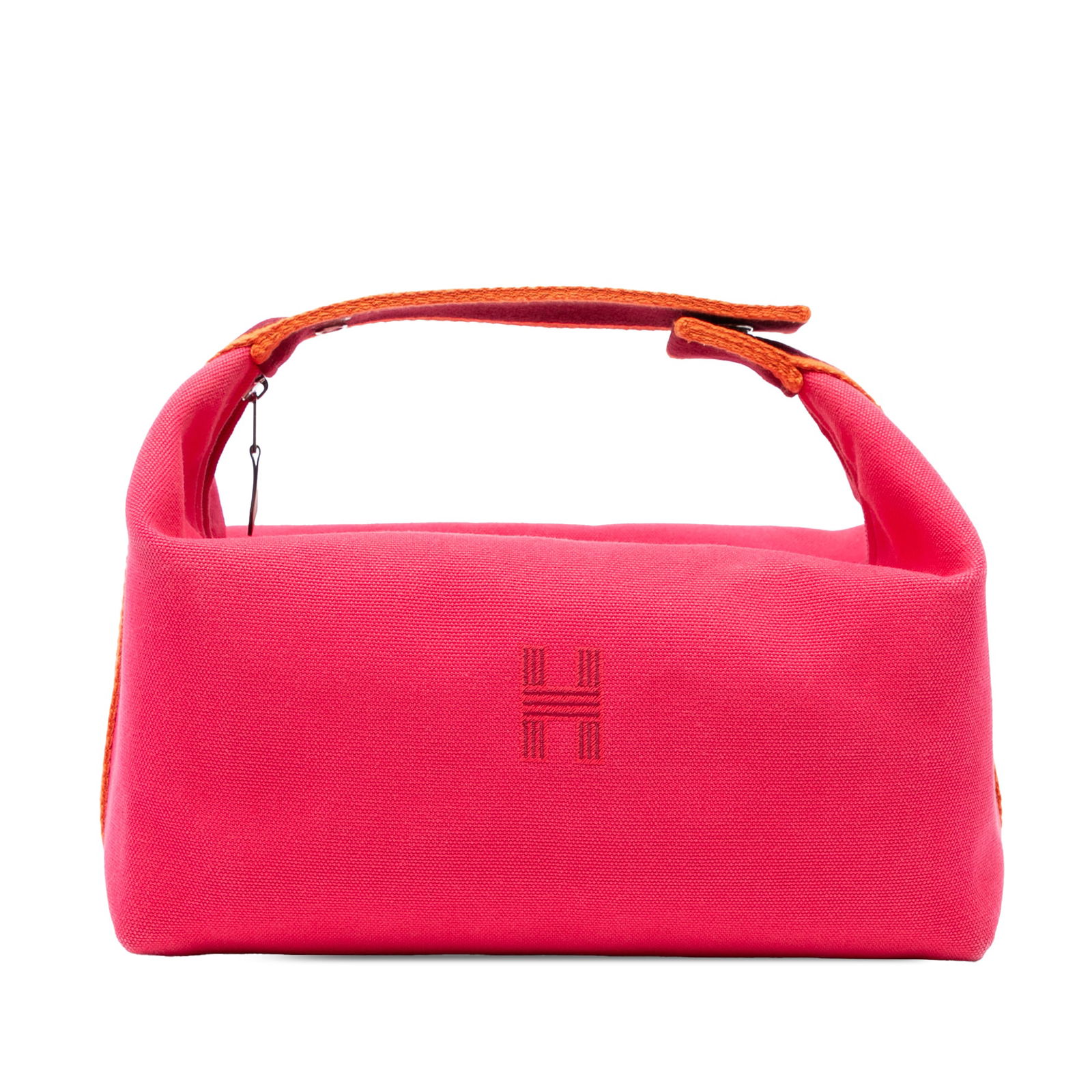 Hermes Large Toile Bride A Brac Case Pink Fabric Bag: Hermes Large Toile Bride A Brac Case Pink Fabric Bag The Hermes Large Toile Bride A Brac Case is a stylish and functional accessory made with a durable canvas body. It features a flat striped canvas s