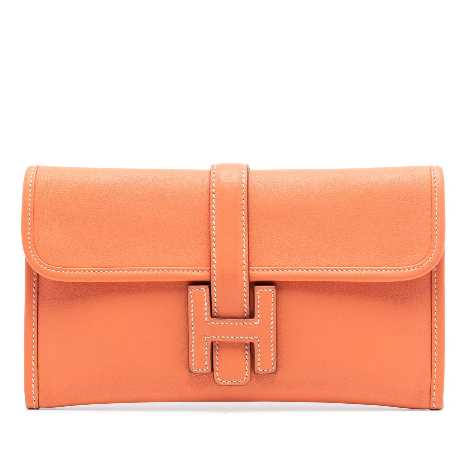 Orange Swift Leather Jige Duo Clutch with Removable Pouch by Hermes (1 of 7)