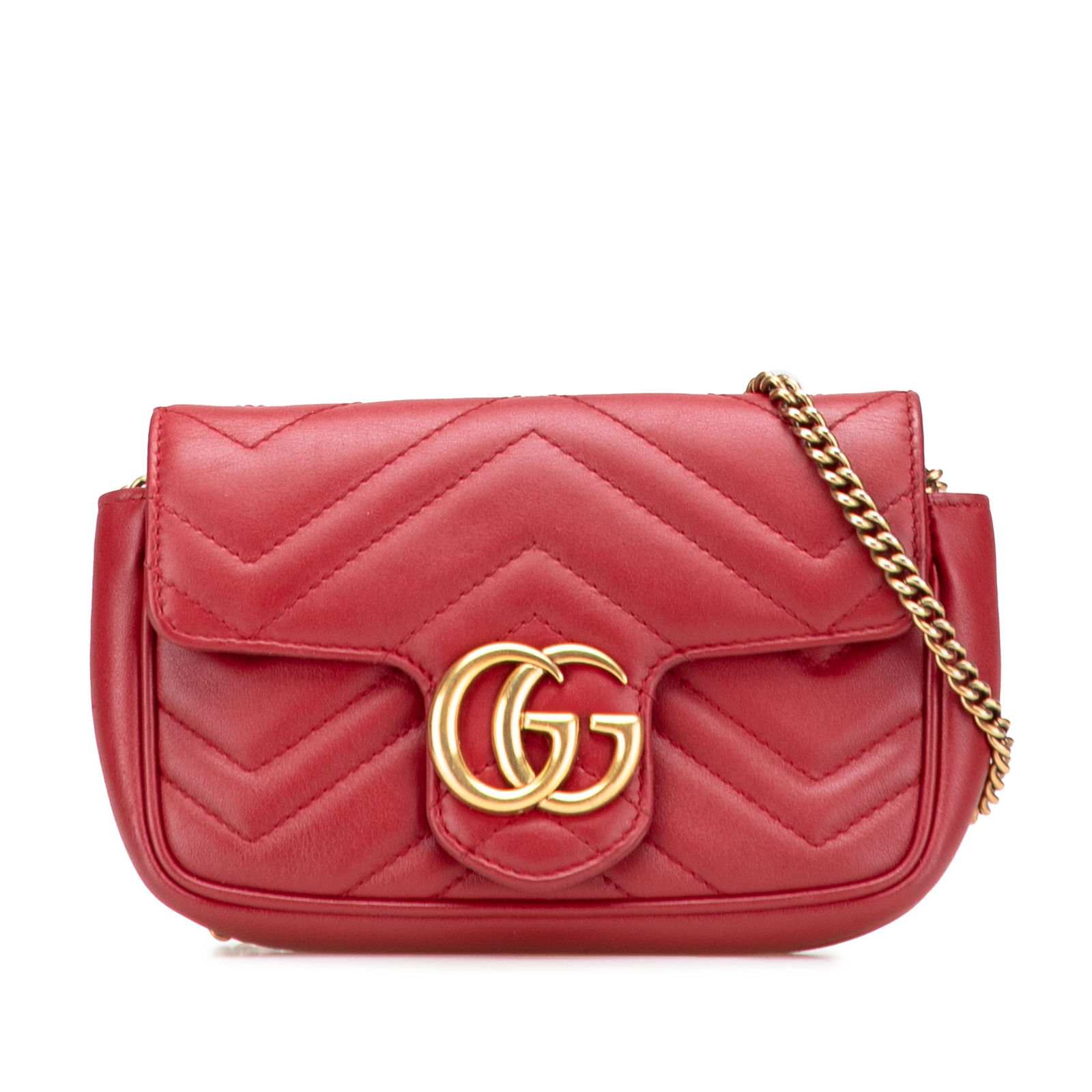 Gucci Mini GG Marmont Red Leather Flap Crossbody Bag: Gucci Mini GG Marmont Red Leather Flap Crossbody Bag This stunning Gucci Mini GG Marmont Matelasse Leather Flap Crossbody bag showcases a luxurious quilted leather construction in a vibrant red color.