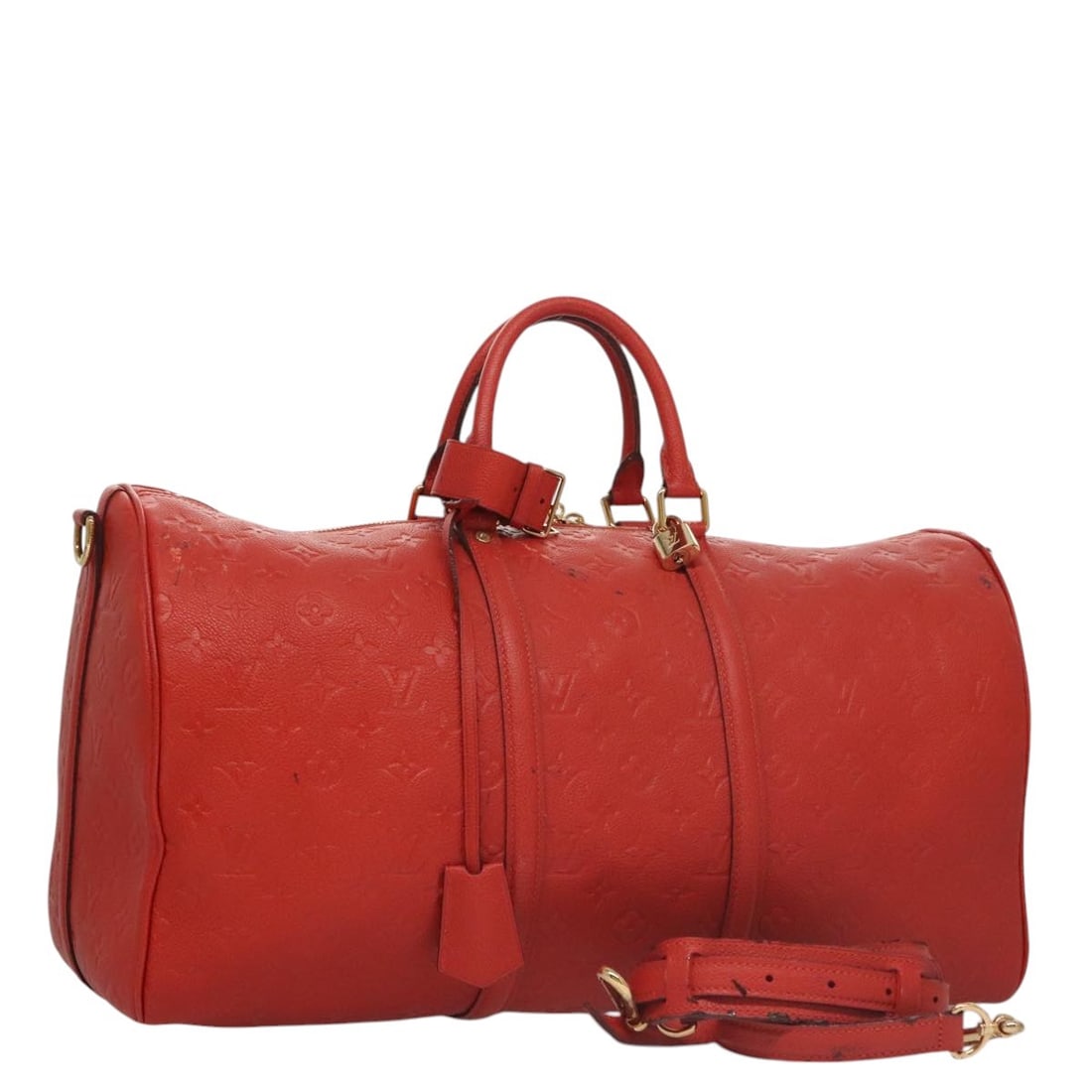 LOUIS VUITTON Empreinte Keepall Bandouliere 45 Red Boston Bag M40910 Auth: LOUIS VUITTON Empreinte Keepall Bandouliere 45 Red Boston Bag M40910 Auth Introducing the LOUIS VUITTON Empreinte Keepall Bandouliere 45 Boston Bag, a luxurious and functional accessory crafted from M