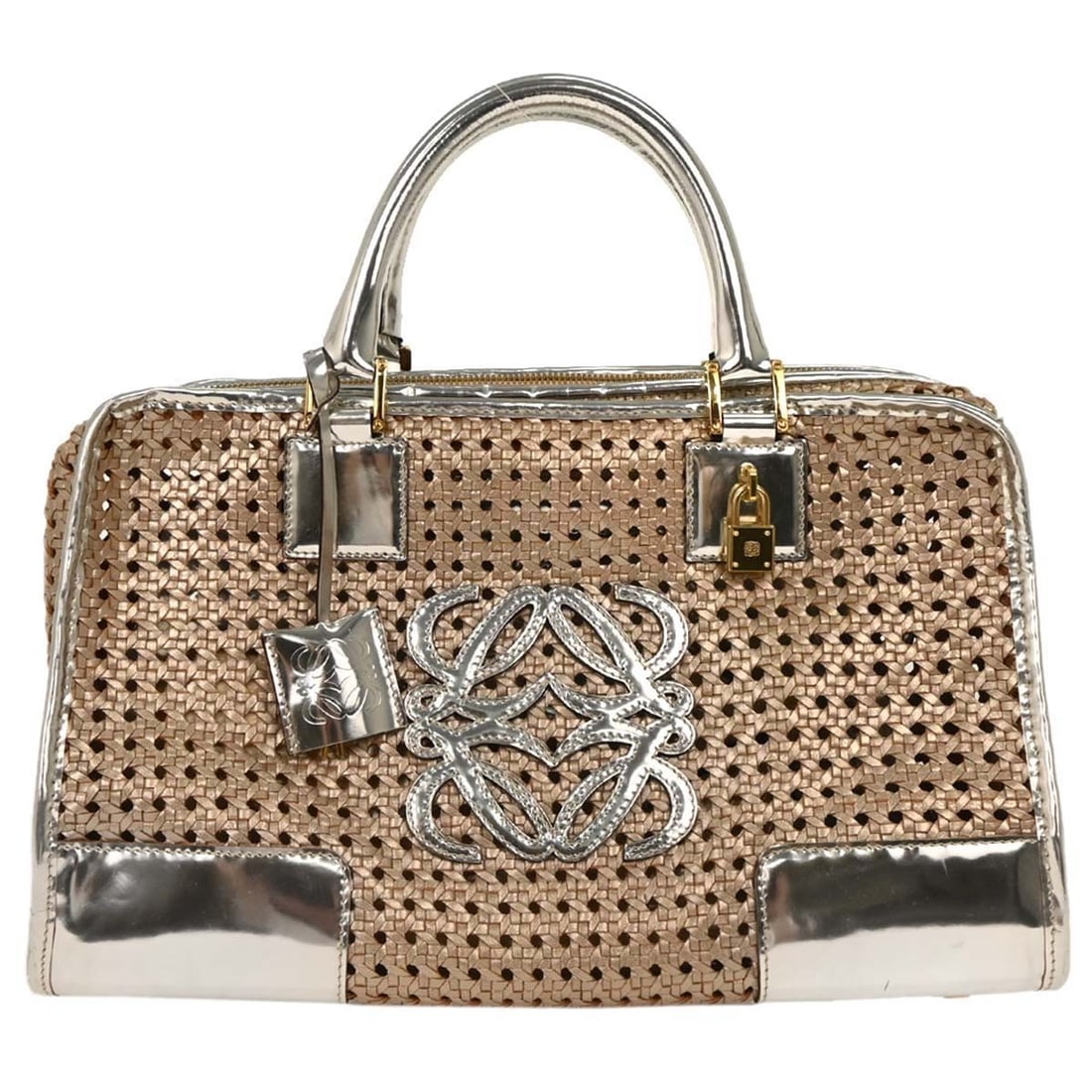 Loewe Silver Leather Amazona 36 Top Handle Handbag (1 of 10)