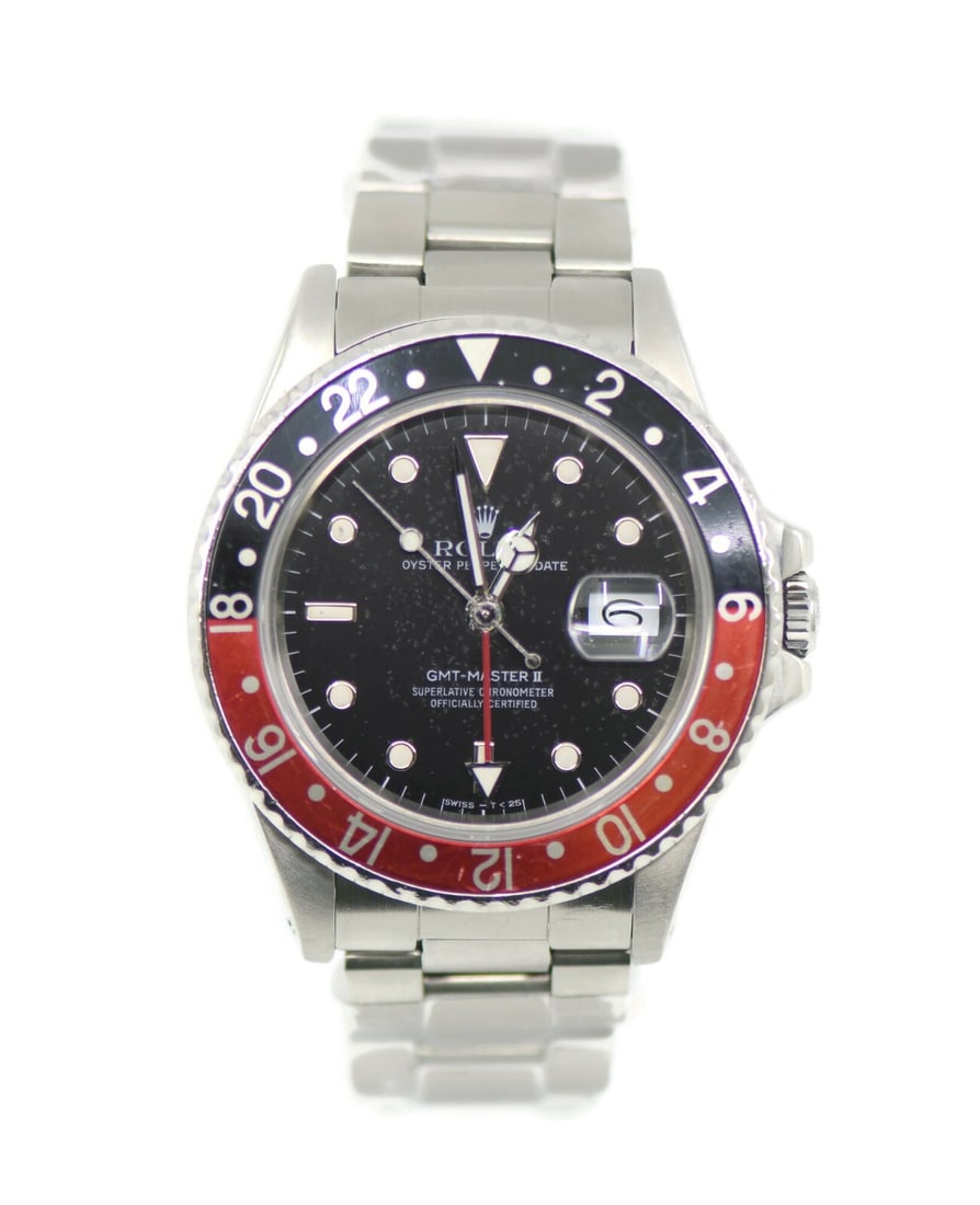 Rolex GMT-Master II Coke Stainless Steel Watch 16760 with Box: Rolex GMT-Master II Coke Stainless Steel Watch 16760 with Box This exquisite Rolex GMT-Master II Coke wristwatch features a robust stainless steel case and bracelet, showcasing a striking black dial w