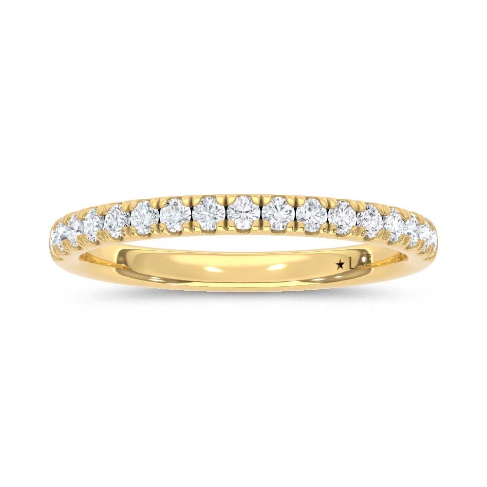 14K Yellow Gold Lab Grown Diamond 1/3 Ct.Tw. Wedding Band: 14K Yellow Gold Lab Grown Diamond 1/3 Ct.Tw. Wedding Band This 14K Yellow Gold Anniversary Band, adorned with 1/3 Ct.Tw. of Lab Grown Diamonds, is a symbol of refined sophistication. The classic Yello