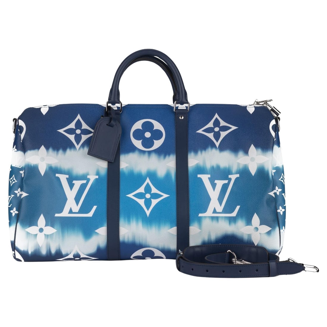 Louis Vuitton Keepall Bandouliere 50 Escale Monogram Bag: Louis Vuitton Keepall Bandouliere 50 Escale Monogram Bag Elevate your travel style with the Louis Vuitton Keepall Bandouliere Bag Escale. This stunning bag features the iconic Louis Vuitton monogram o