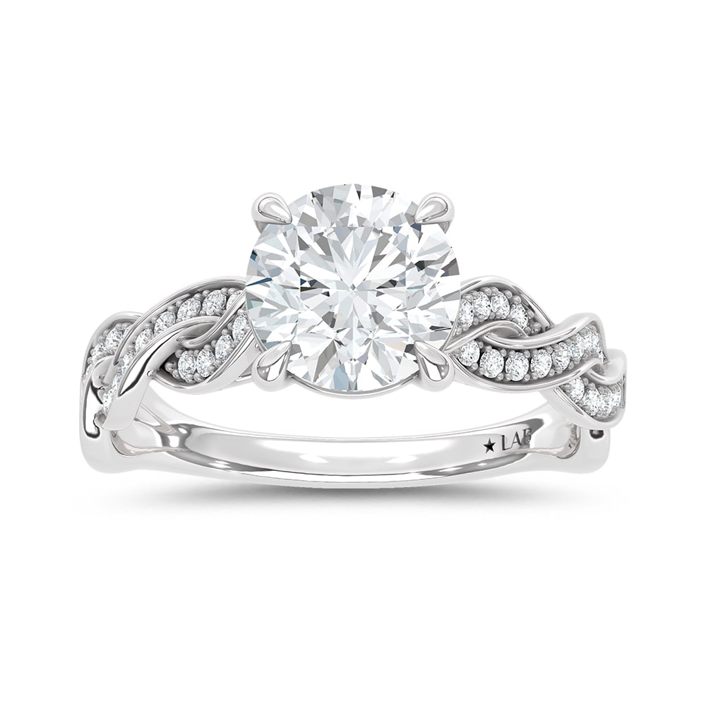 14K White Gold Lab Grown Diamond 2 1/5 Ct.Tw. Round Shape Twisted Shank Engagement Ring (Center 2: 14K White Gold Lab Grown Diamond 2 1/5 Ct.Tw. Round Shape Twisted Shank Engagement Ring (Center 2 ctw) This elegant diamond engagement ring crafted in 14k White gold, features a Round Shape center sto