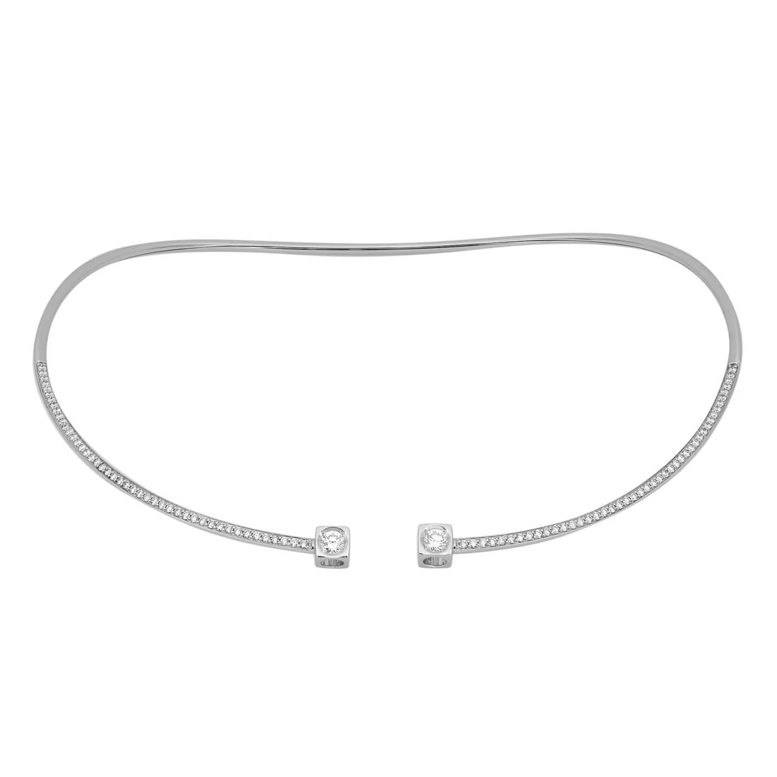 Dinh Van Flex Le Cube Diamond Choker Necklace 18K White Gold 1.40ct: Dinh Van Flex Le Cube Diamond Choker Necklace 18K White Gold 1.40ct Elevate your elegance with the Dinh Van Flex Le Cube Diamond Necklace, a stunning choker crafted from luxurious 18K white gold. This