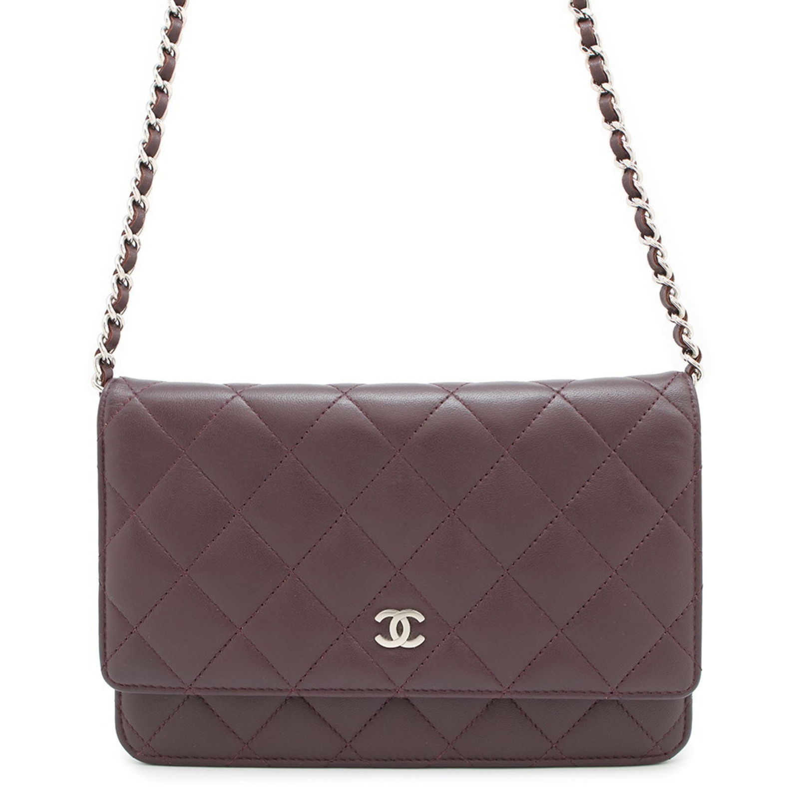 Purple Chanel Leather Wallet on Chain Shoulder Bag: Purple Chanel Leather Wallet on Chain Shoulder Bag This Chanel Wallet On Chain features a purple leather exterior and is designed for women. It includes a main compartment with interior organization a