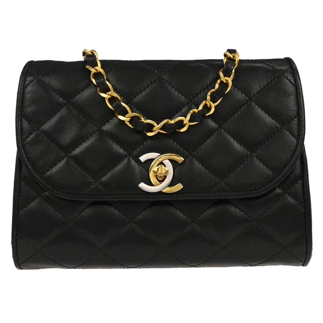 Small Chanel Paris Shoulder Bag in Black Lambskin with Turn Lock (1 of 10)