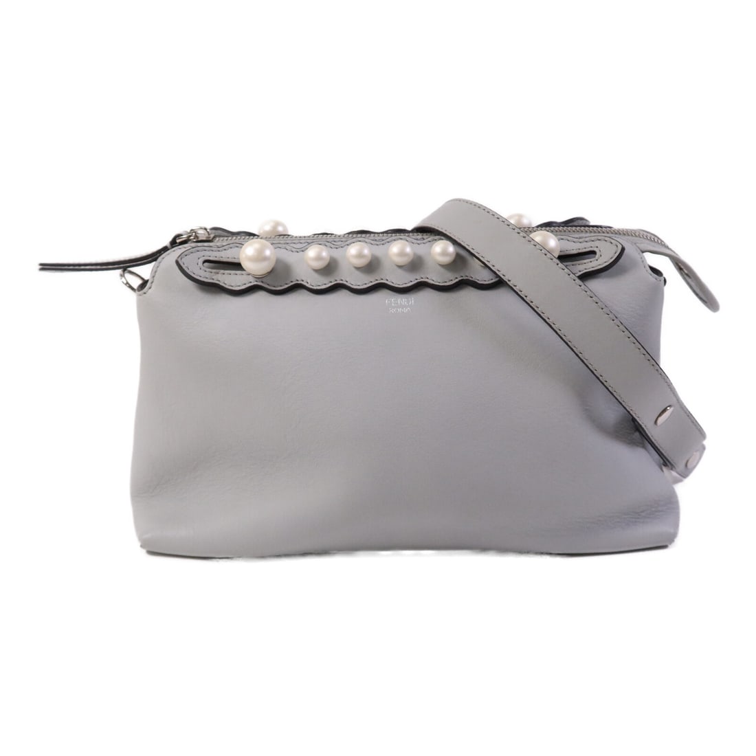 Gray Fendi By The Way Calfskin Leather Shoulder Handbag with Silver Hardware: Gray Fendi By The Way Calfskin Leather Shoulder Handbag with Silver Hardware This Fendi By The Way 2-way shoulder bag is crafted from gray calfskin leather, offering both style and versatility. It fea