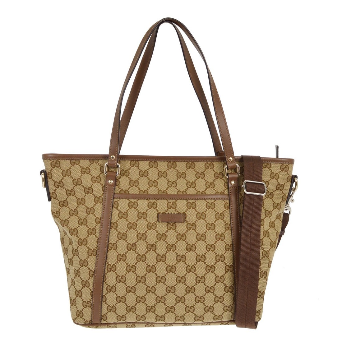 Medium Brown GG Canvas Leather 2way Tote by Gucci Model 388929 525040 (1 of 8)