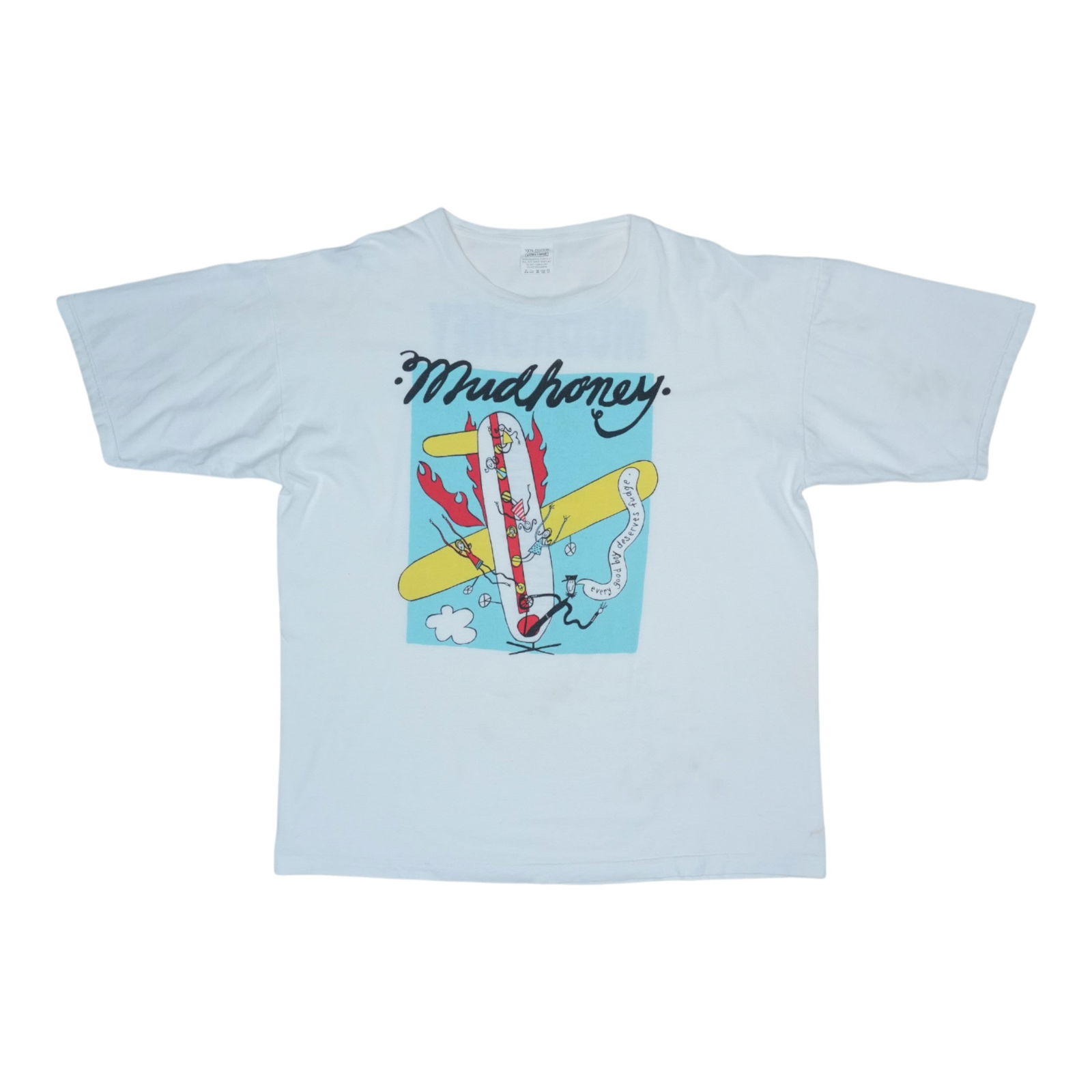 Vintage 1992 Mudhoney European Tour White Cotton Band Shirt Extra Large: Vintage 1992 Mudhoney European Tour White Cotton Band Shirt Extra Large This is an original vintage 1992 Mudhoney European Tour shirt, not a modern reproduction. Featuring both front and back graphics