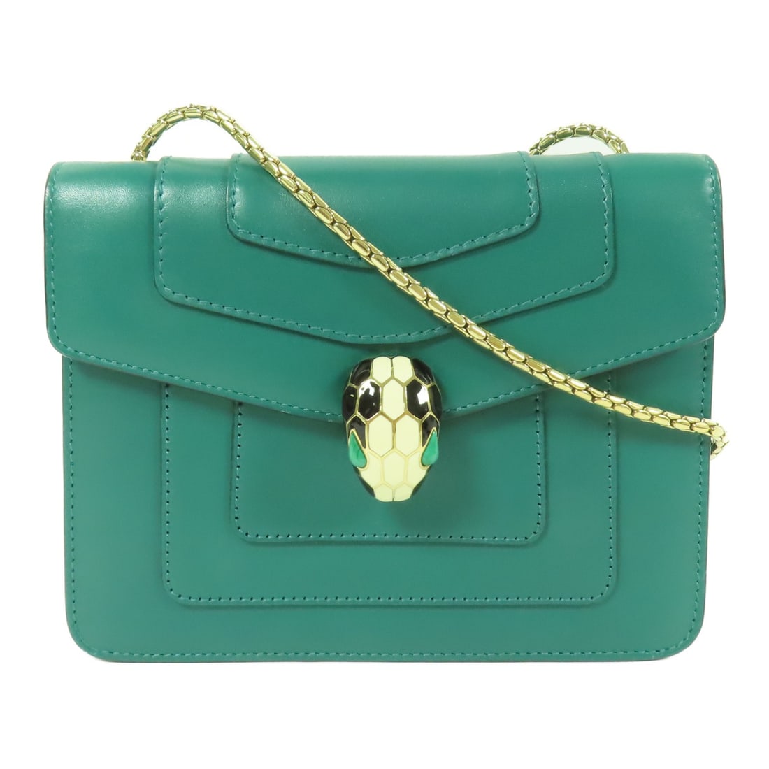 BVLGARI Serpenti Forever Green Calfskin Chain Shoulder Bag (1 of 16)