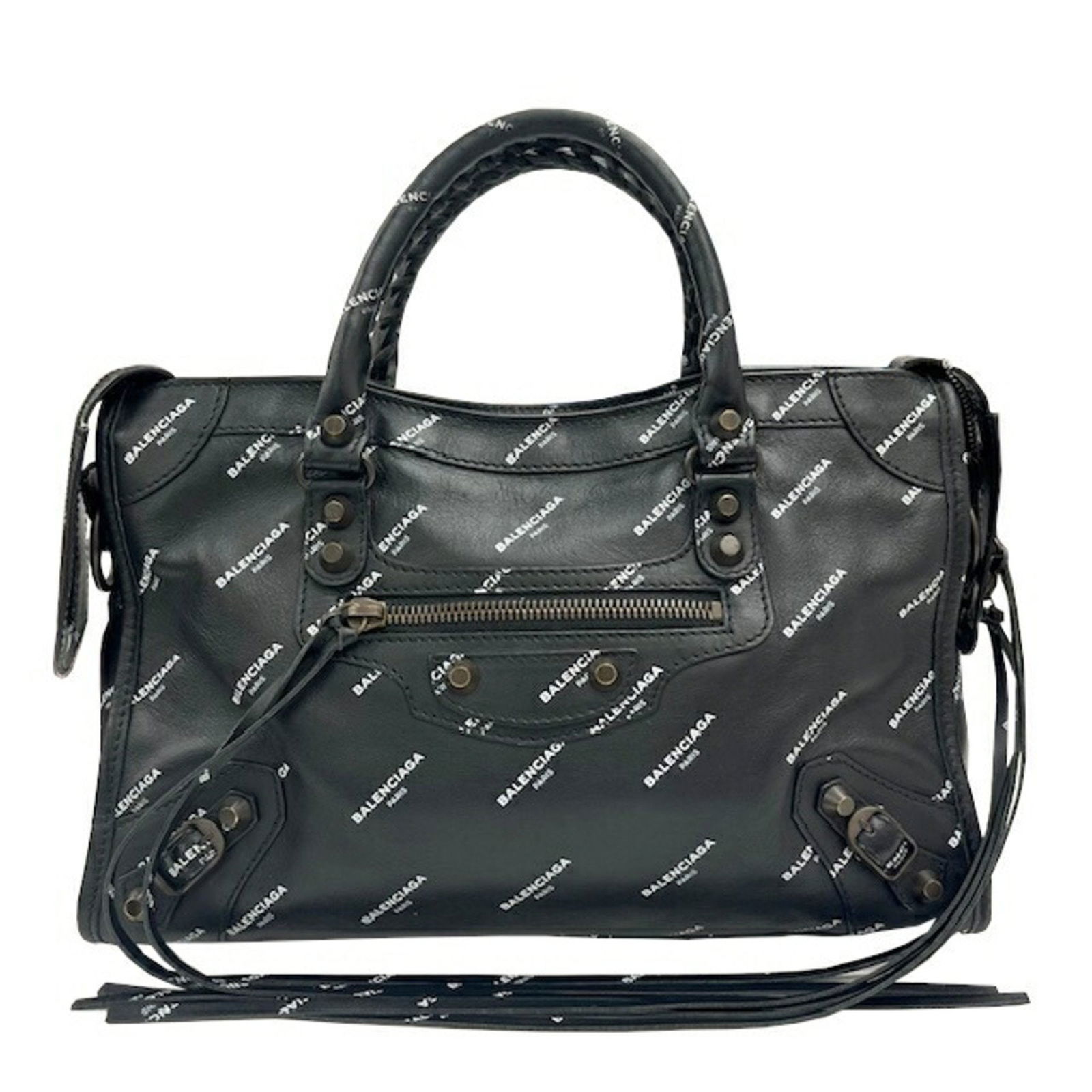 Black Leather City Bag by Balenciaga 19cm x 29cm x 10cm: Black Leather City Bag by Balenciaga 19cm x 29cm x 10cm This Balenciaga City bag is crafted from black leather and features a spacious interior. Designed for women, it offers a stylish look with pract