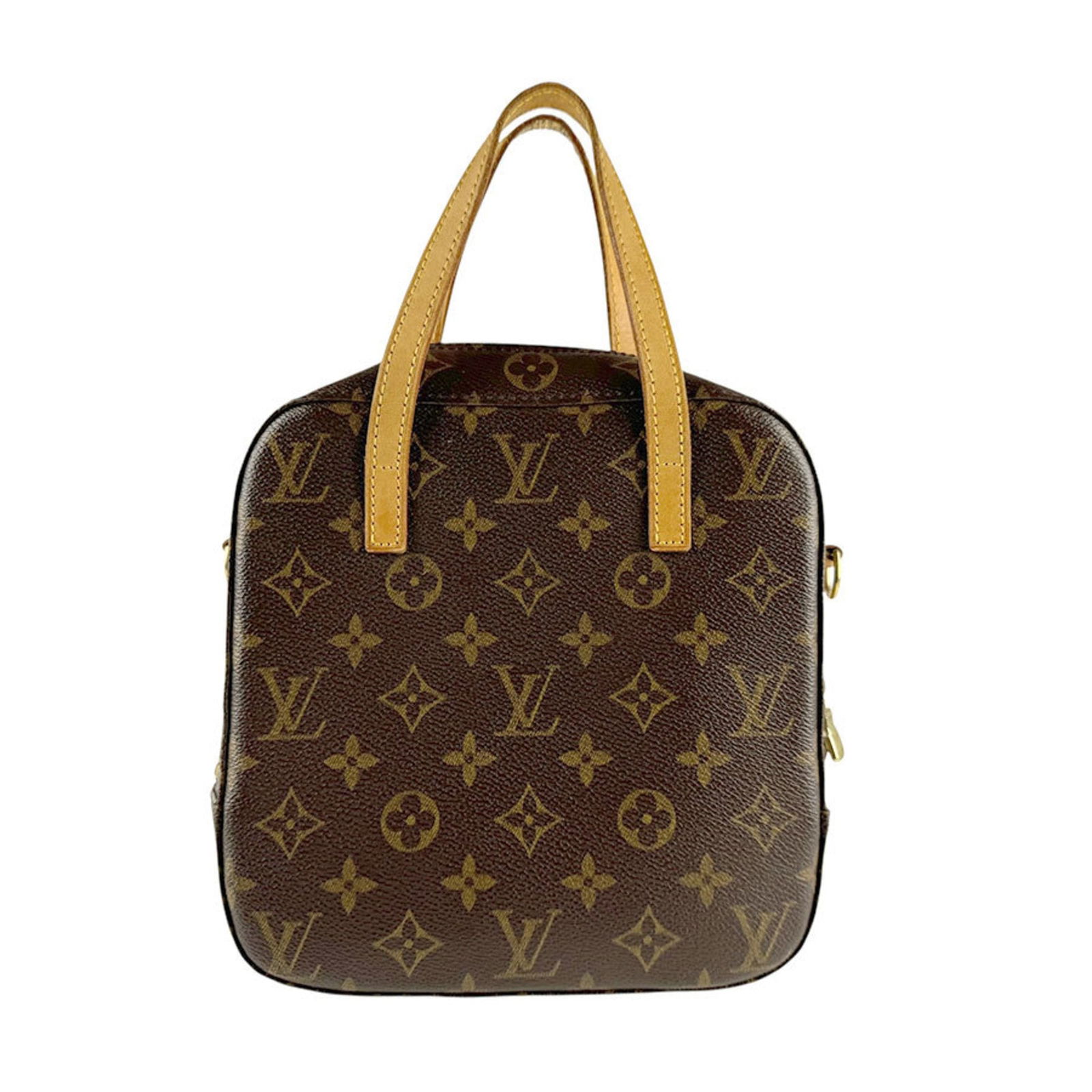 Louis Vuitton Spontini Brown Canvas Handbag from France: Louis Vuitton Spontini Brown Canvas Handbag from France The Louis Vuitton Spontini is a women's handbag crafted from brown canvas. It features a compact design with dimensions of 20cm x 16cm x 8cm (7.