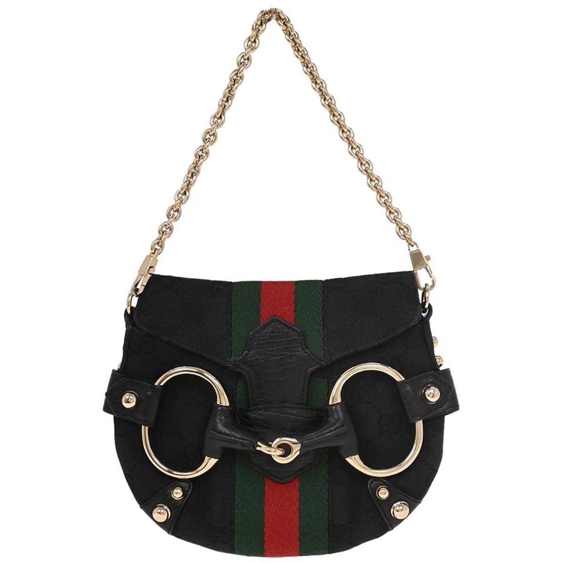 Gucci Black Canvas GG Horsebit Top Handle Handbag 131495 205027 (1 of 10)