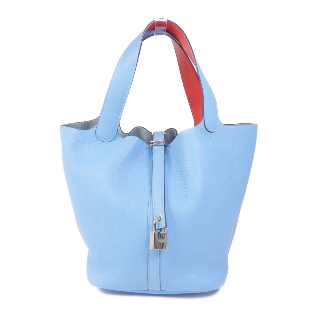 HERMES Picotin MM Handbag Taurillon Clemence Bleu Atoll Rouge De Coeur (1 of 18)