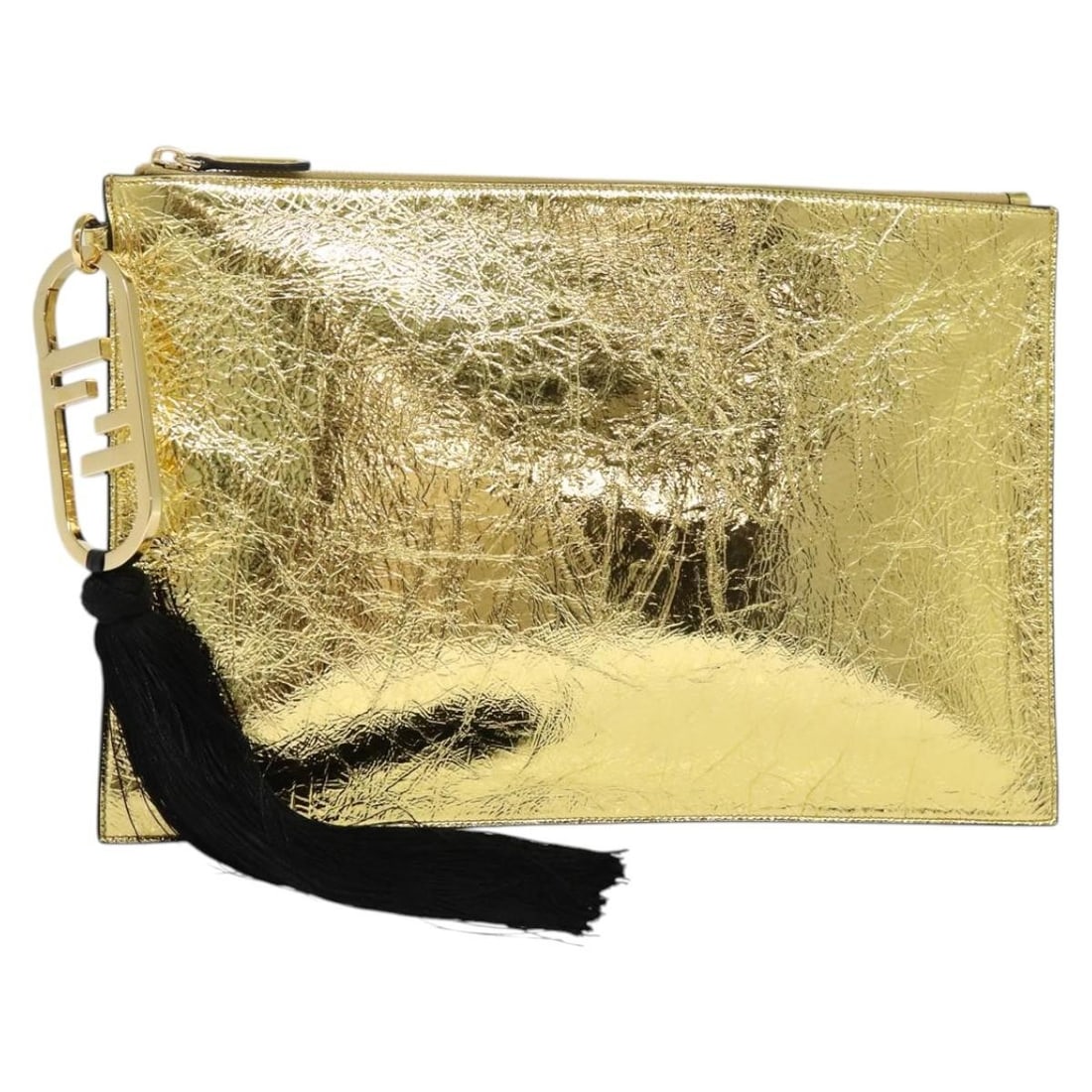 FENDI Brown Gold Leather Clutch Bag with Dust Bag Made in Italy (1 of 18)