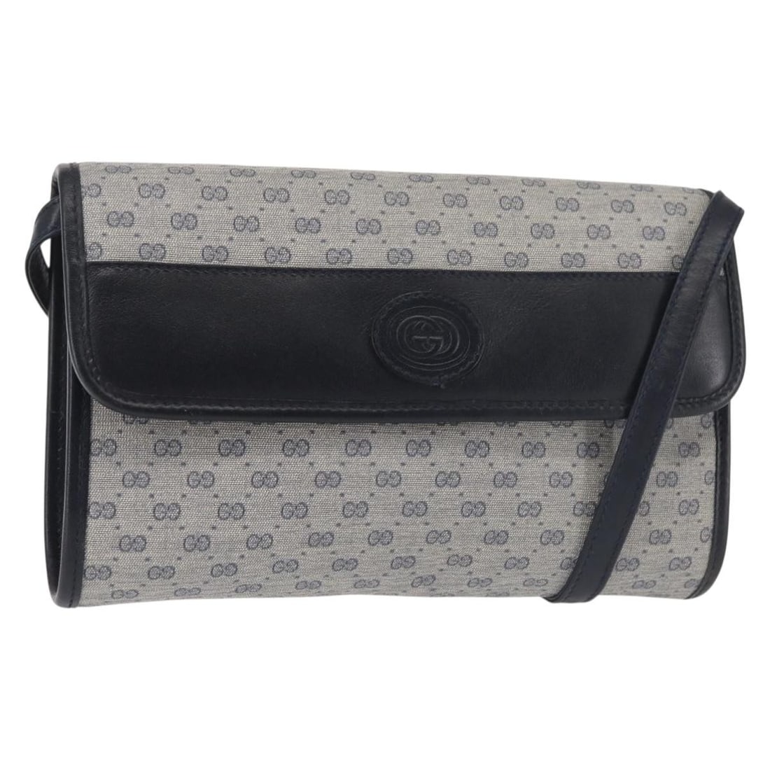 GUCCI Micro GG Supreme Navy Gold Shoulder Bag PVC 004 89 1041 Auth: GUCCI Micro GG Supreme Navy Gold Shoulder Bag PVC 004 89 1041 Auth This authentic GUCCI Micro GG Supreme Shoulder Bag is a stylish accessory crafted in Italy. The bag features a luxurious PVC leather
