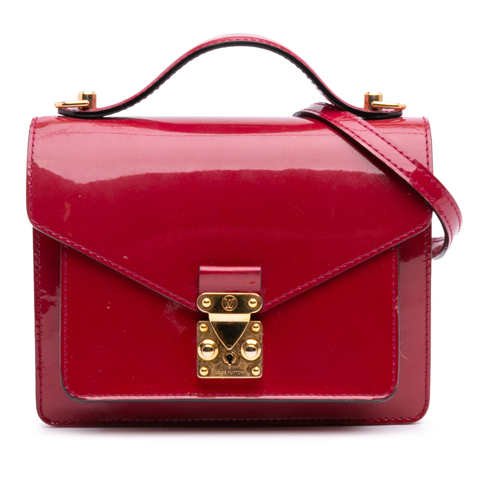 Louis Vuitton Vernis Monceau BB Red Leather Handbag: Louis Vuitton Vernis Monceau BB Red Leather Handbag This Louis Vuitton Vernis Monceau BB is a stylish and practical bag made from high-quality vernis leather in a striking red color. It features a fla
