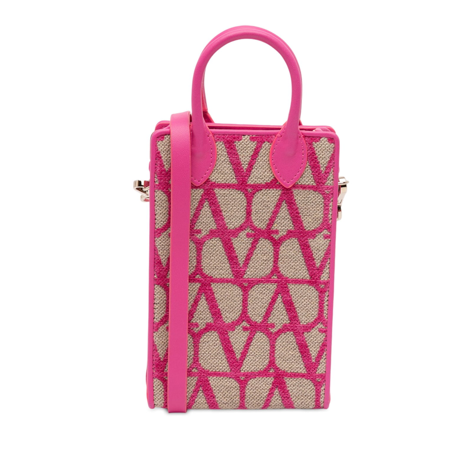 Valentino Iconographe Canvas Satchel with Leather Accents and Strap: Valentino Iconographe Canvas Satchel with Leather Accents and Strap This Valentino satchel showcases a canvas body with leather trim, rolled leather handles, and a detachable, adjustable flat leather