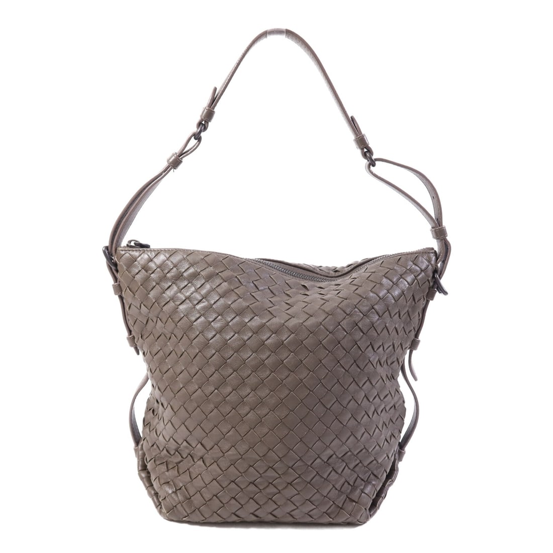 Bottega Veneta Intrecciato Gray Leather Shoulder Bag (1 of 14)