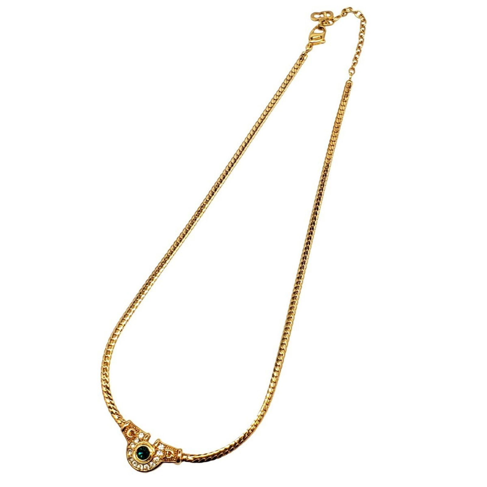 Gold Plated Pendant Necklace for Women by Dior: Gold Plated Pendant Necklace for Women by Dior This Dior necklace features a gold-plated finish with a feminine design. It is crafted with a neck circumference of 43 cm and a pendant measuring 13mm by