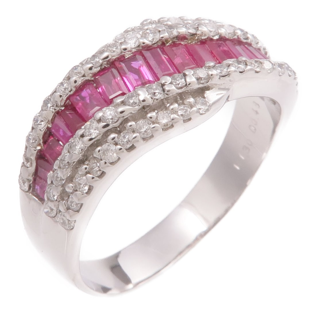 18K White Gold Ring with Ruby and Diamond Size 9 (1 of 8)