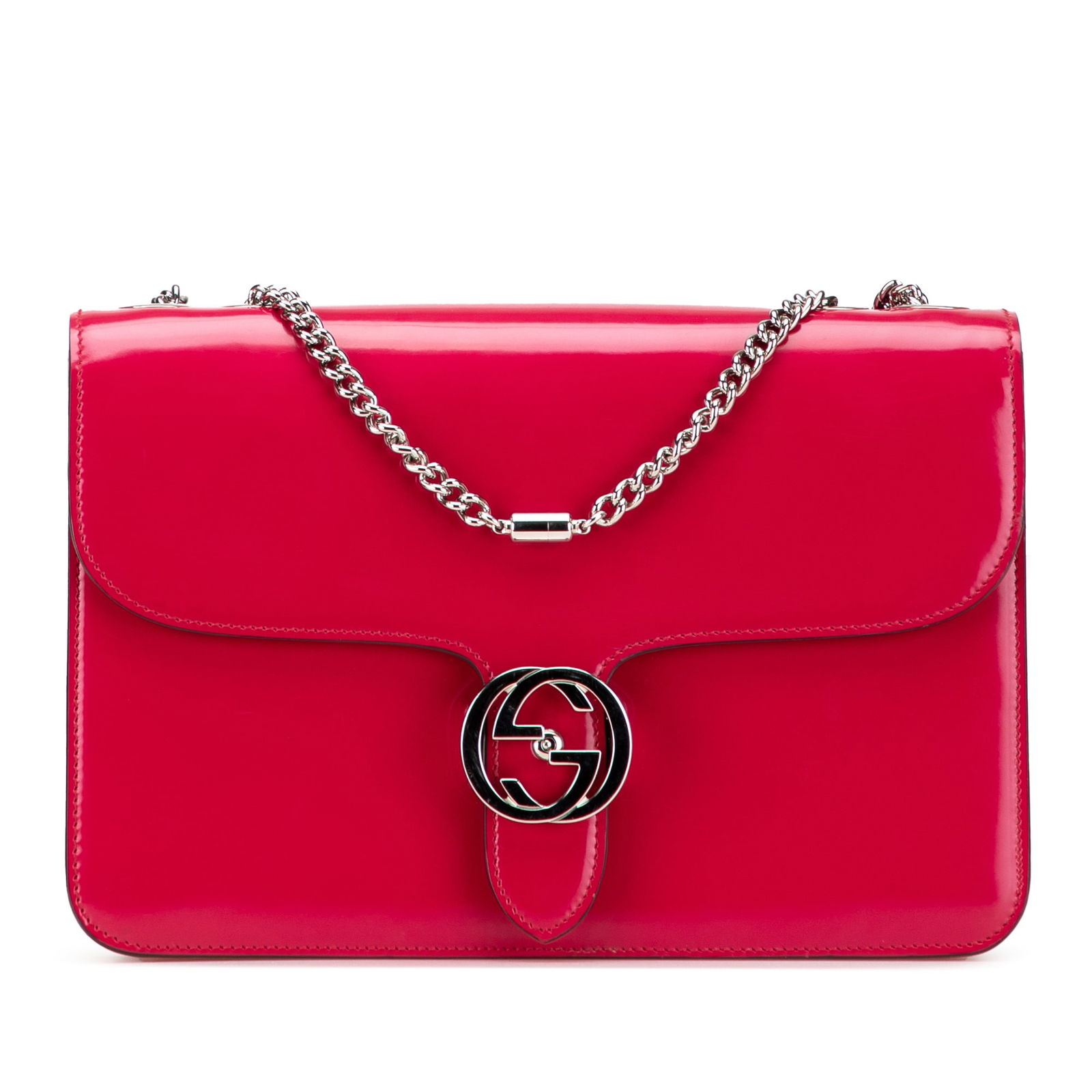 Gucci Medium Patent Dollar Crossbody Bag Red Leather: Gucci Medium Patent Dollar Crossbody Bag Red Leather Introducing the Gucci Medium Patent Dollar Interlocking G Crossbody, a stylish accessory crafted from high-quality patent leather in a striking red